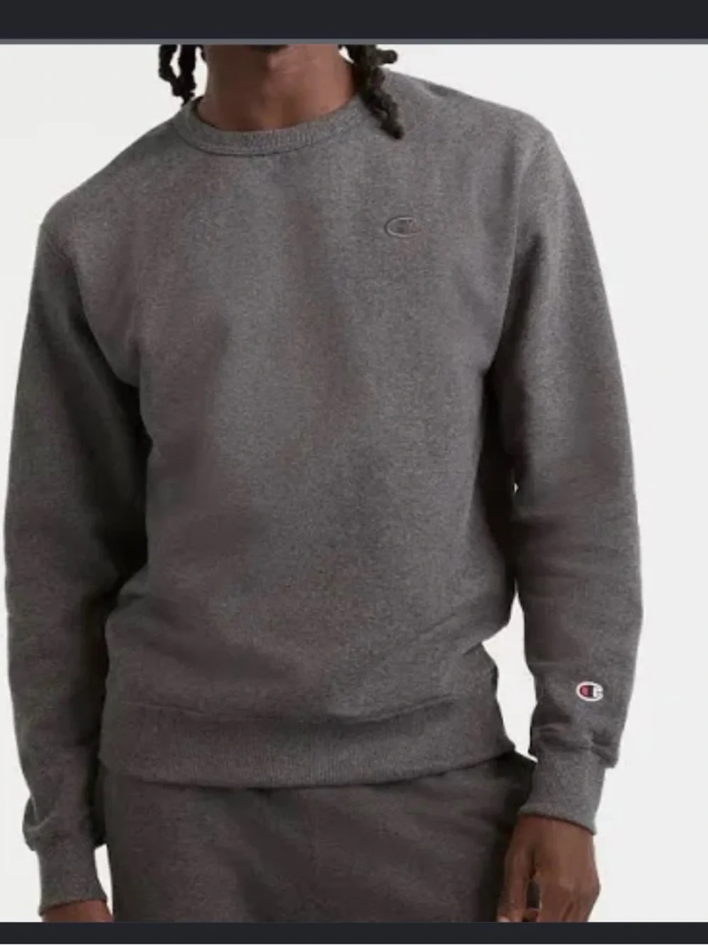 Champion Men's Fleece Crewneck Sweatshirt - Charcoal Small